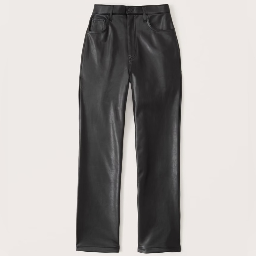 Abercrombie & Fitch Black 90s Straight Ultra High-Rise Faux Leather Pants